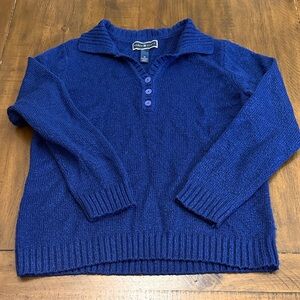 Royal Blue Karen Scott Sweater | Button Up Collared Pullover Jumper